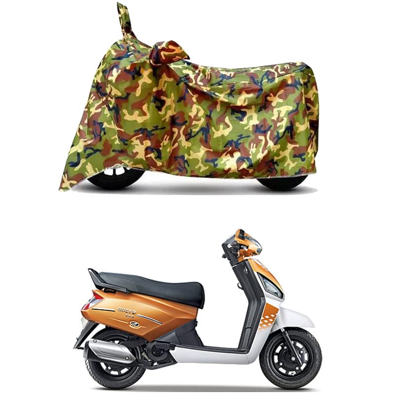 Image of Waterproof 100% PVC Coated Bike Scooty Two Wheeler Body Cover Compatible for Mahindra Gusto 125 DX /UV-Rays /Heat Protection /Birds Dropping /Scratchproof /Dust Proof [6X6 Jungle Print]