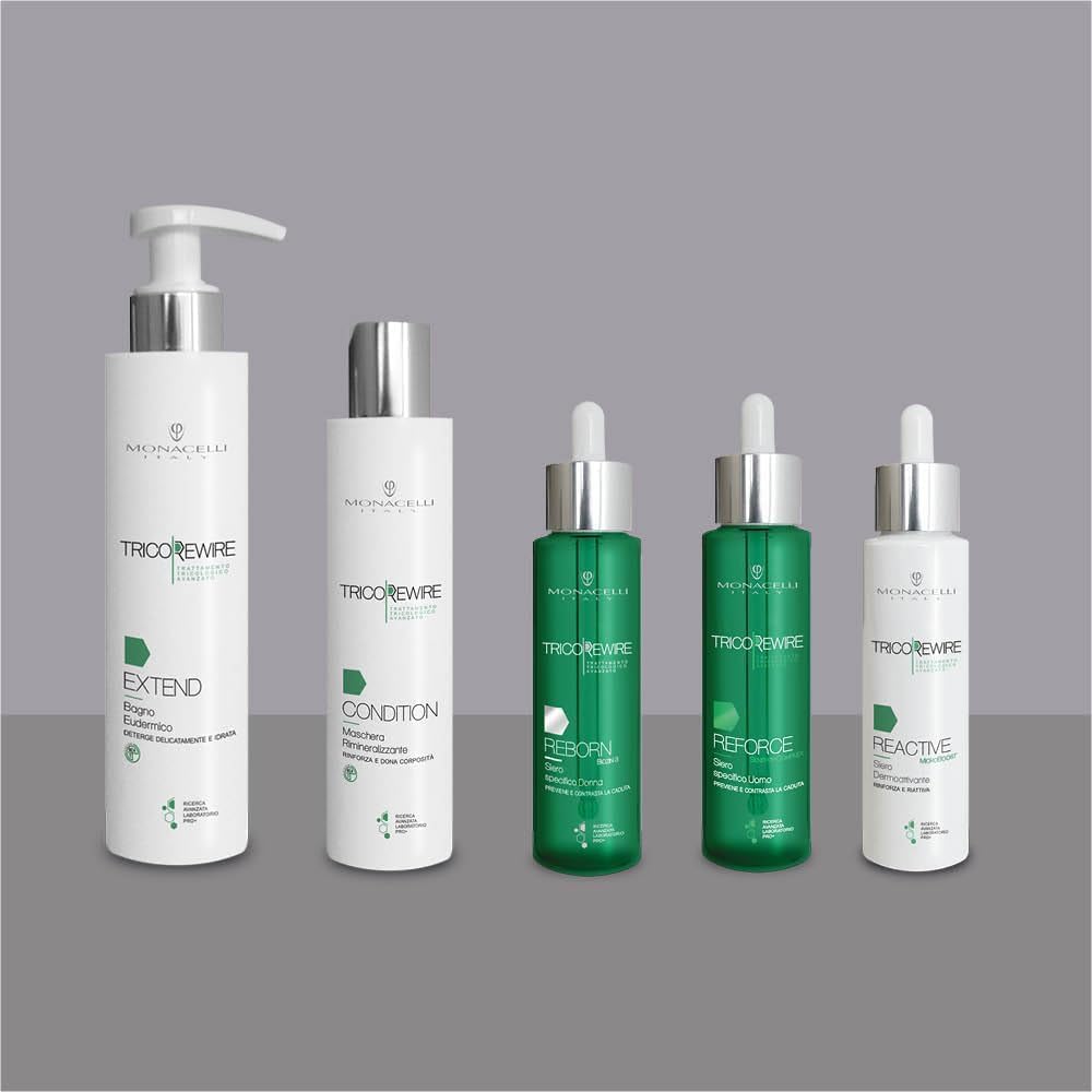 Monacelli Tricorewire Reforce Spezielles Serum für Männer 100ml beugt Haarausfall vor und wirkt ihm entgegen, Behandlung für die männliche Kopfhaut, mit praktischem Tropfer