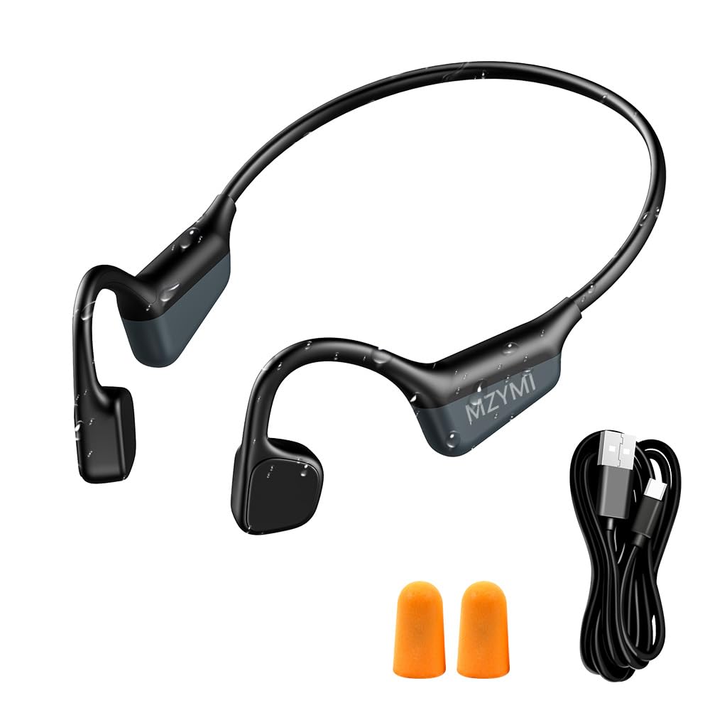 MZYMI Bone Conduction Headphones, Wireless Bluetooth 5.4 Open Ear Headphones,with Mic,15H Playtime,IPX6 Waterproof Sports Headset,for Running,Cycling,