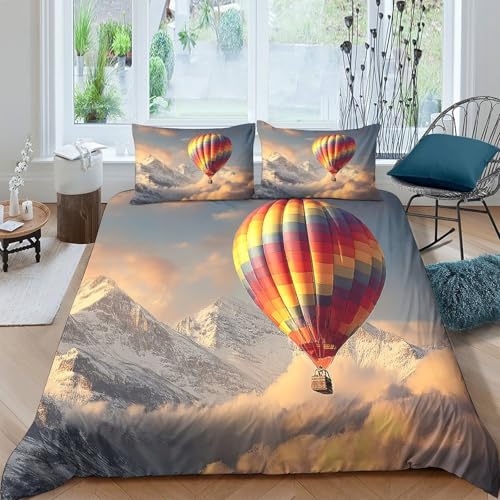 Parure de lit voyage d'aventure montgolfière pour chambre enfant
