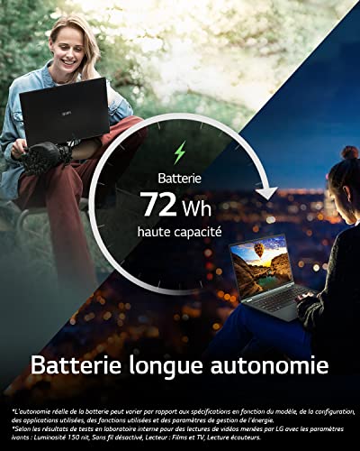 LG gram 14Z90R G.AD78F PC portable 14" écran IPS FHD+ 16:10 Plateforme Intel Evo i7 RAM SSD NVMe Intel Iris Xe Thunderbolt 4 Windows 11 Clavier AZERTY - vue 3