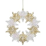 Roman 133125 Wreath Ornament Clear and Champagne Gold, 5 inch