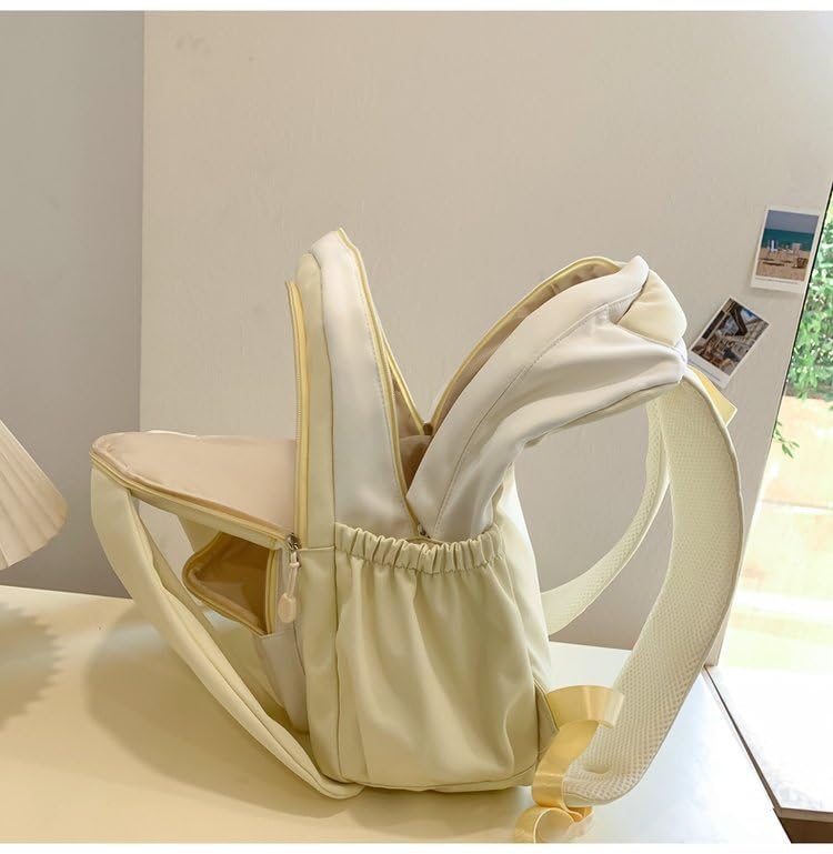 Cute Bunny Ear Backpack for Teen Girls Women Daypack for School Travel Work Casual Bookbag with Cute Pendant (Pink)4