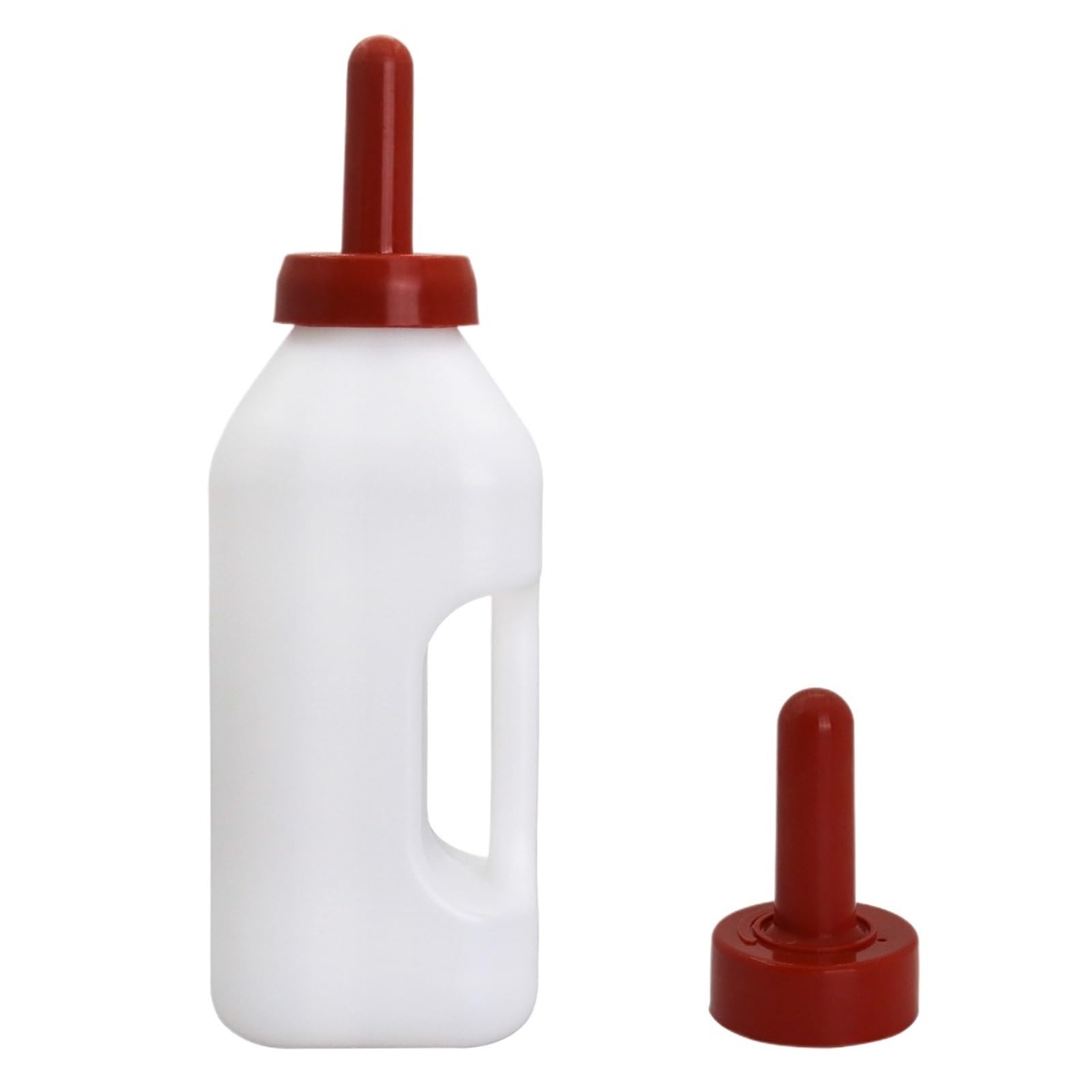 Butelki do karmienia jagniąt, Biała plastikowa butelka do karmienia jagnięciny o pojemności 2 l z gumowymi smoczkami 1/2 dla zwierząt gospodarskich(1 bottle 2 pacifier)
