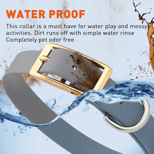 Image of Viper Biothane Heavy Duty Waterproof Dog Collar Strong Coated Nylon Webbing w /Solid Brass Hardware Odor-Proof Easy to Clean High Performance Fits Small Medium or Large Dogs, Battleship Gray