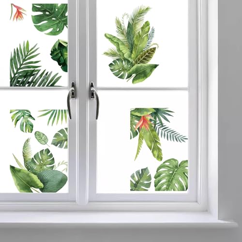 CRASPIRE Wandaufkleber Mit Grünen Tropischen Blättern, 8 Blatt, Natur, Palmenblätter, Pflanzen, Wasserdicht, Entfernbar, Vinyl-Wandkunst Für Klassenzimmer, Schlafzimmer