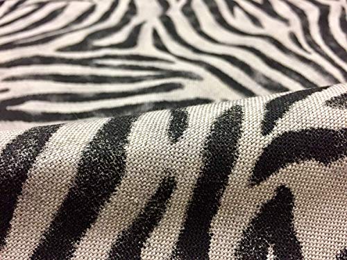 LushFabric Zebra Skin - Tela de Lino y algodón con Estampado de Animales, diseño de Rayas, Color Negro y Crema, 140 cm de ancho, 1 m