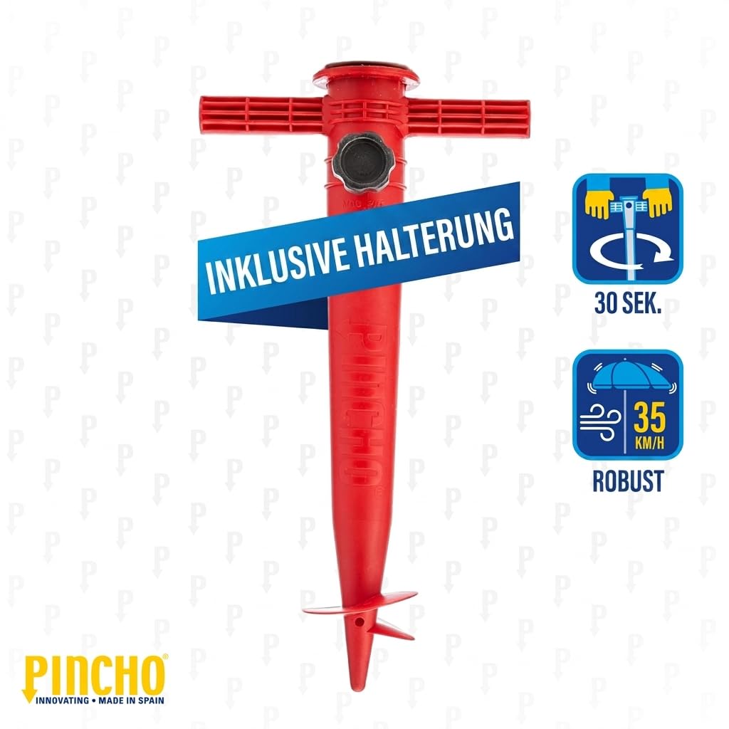 Pincho Sombrilla Playa Grande Familiar 200 cm, Sombrilla Playa Anti Viento UV50 Inclinable con Ventana, Soporte Anclaje, Bolsa Transporte y Percha, Tubo Aluminio, 8 Varillas Flexibles Fibra Vidrio