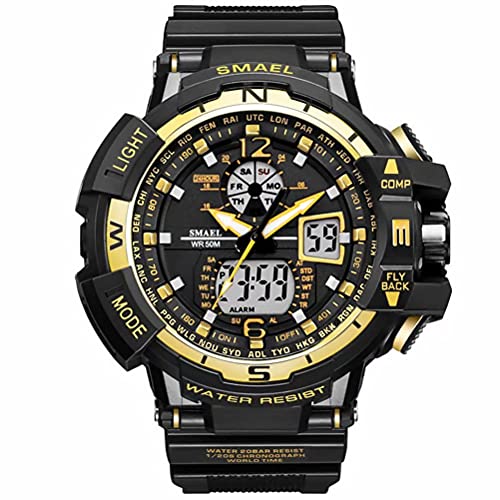 SMAEL Men's Sports Watch Outdoor Waterproof Military Watches Digital Big Wrist with Alarm Date Multifunction LED Stopwatch