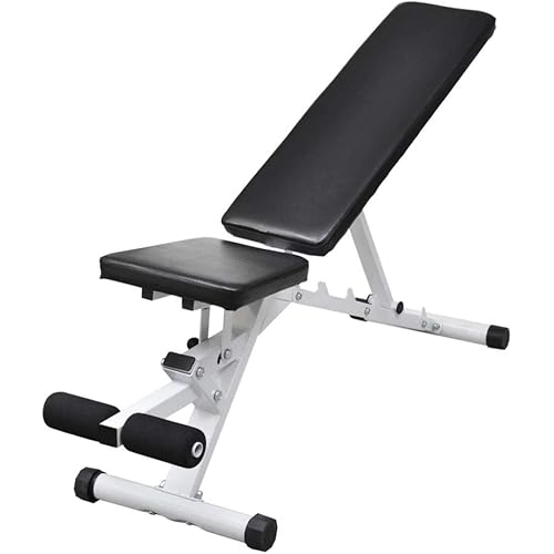 vidaXL Home Gym Fitness Workout Utility Bench w/ Adjustable Back Incline Leg Curl Bar