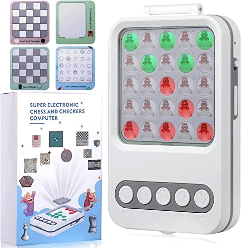 Handheld Game Console, Kids Electronics Handheld Games Unique Design AI Kids Board Games Fidget Toys | 5 Fun Brain Games with Electronic Chess Board, Memory Game, Gopher Game, Huarong Road & Othello