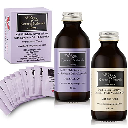 Unscented Nail Polish Remover with Amazing Nail Polish Remover Wipes & Lavender Remover