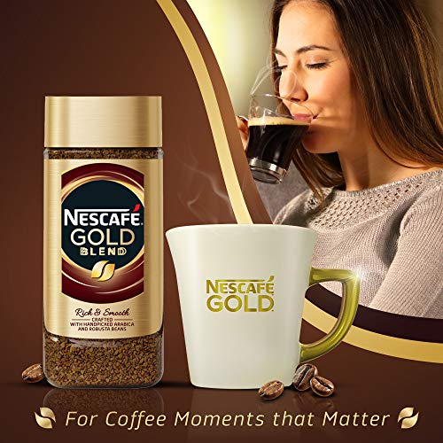 Image of Nescafe Gold Blend Rich and Smooth Solube Instant Coffee Powder - 200 g Glass jar with Premium Ceramic Mug Free