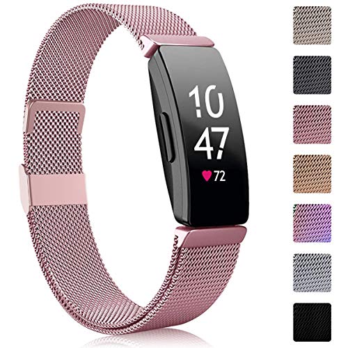 Faliogo Compatible para Fitbit Inspire Correa/Fitbit Inspire 2 Correa/Fitbit Inspire HR Correa, de Metal Acero Inoxidable Correa de Repuesto Compatible con Fitbit Ace 2, Pequeño, Oro Rosa