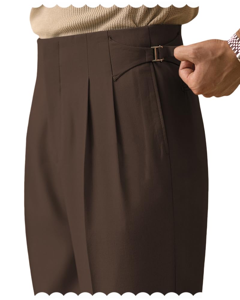Men‘s Dress Pants Classic Gurkha Pants Slim Fit Casual Pleated Lightweight Trousers - Main Image