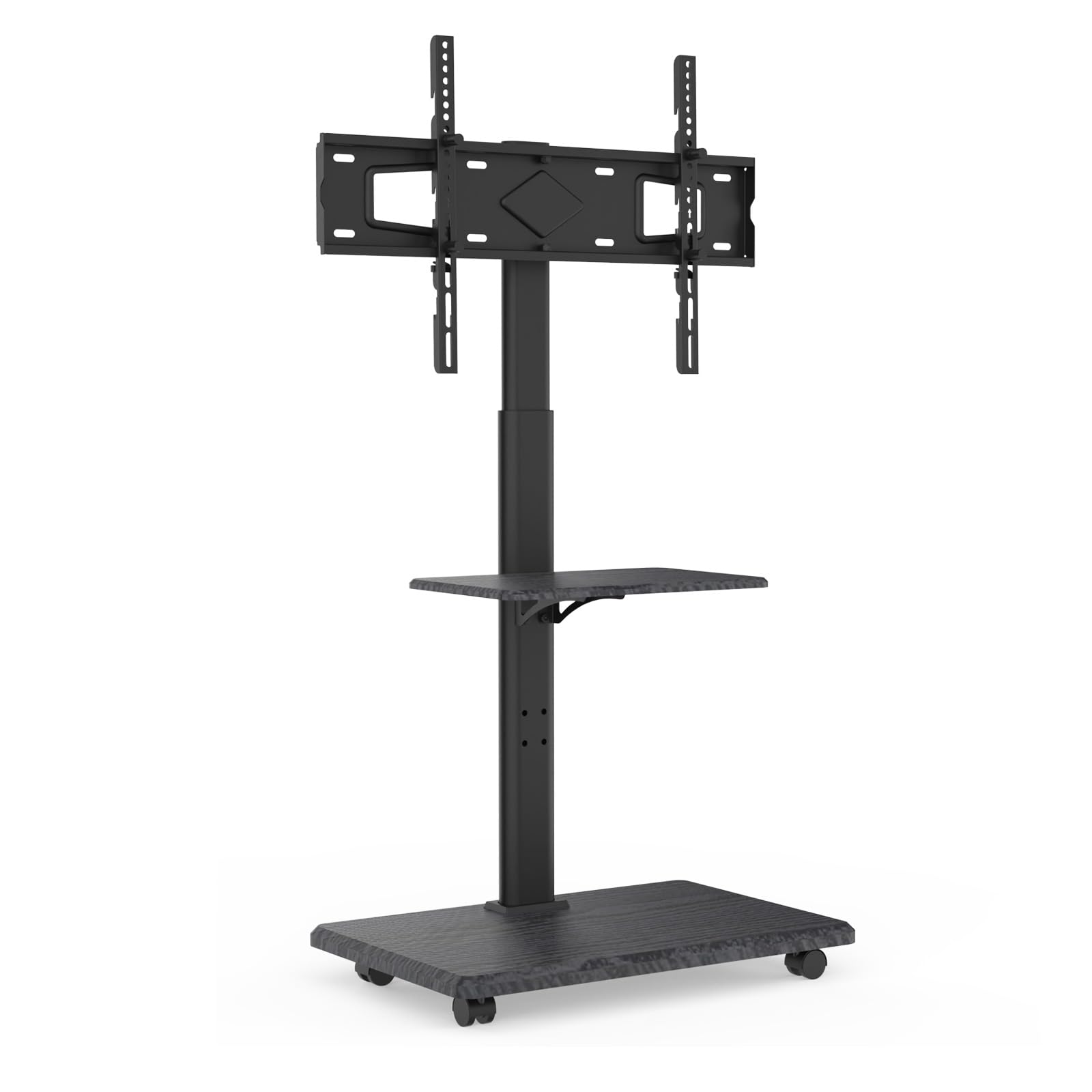 XTRARM Supporto TV da terra con Base in Legno, Carrello Porta TV con Ruote, 32-70/Portata 45 kg,mobili tv soggiorno,Piedistallo TV Orientabile ±25/VESA 600 * 400,con ripiano per Mini Piante Verde