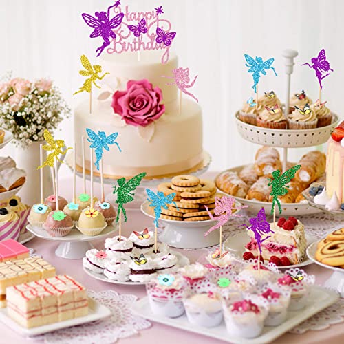 31Pcs Fairy Cake Topper Cake Decoration Birthday Fairy Cake Topper Girls Cake Topper Decoration Fairies Birthday Cake Topper Cupcake Toppers For Kids Girls Birthday Decoration #TOP3