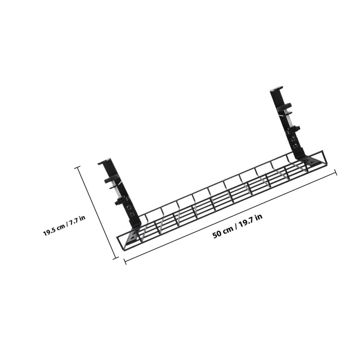 Organizador de Cables de Acero Negro Debajo del Escritorio Diseño Compacto Ajustable para Gestión Práctica y Almacenamiento de Cables y Enchufes