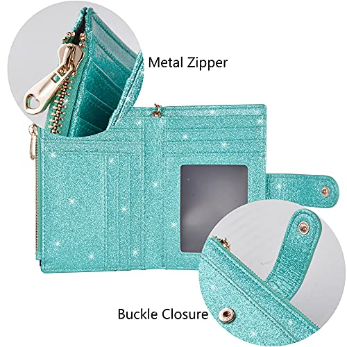 Womens Wallets Rfid Small Compact Bifold Leather Card Holder Zip Pocket Keychain #TOP5