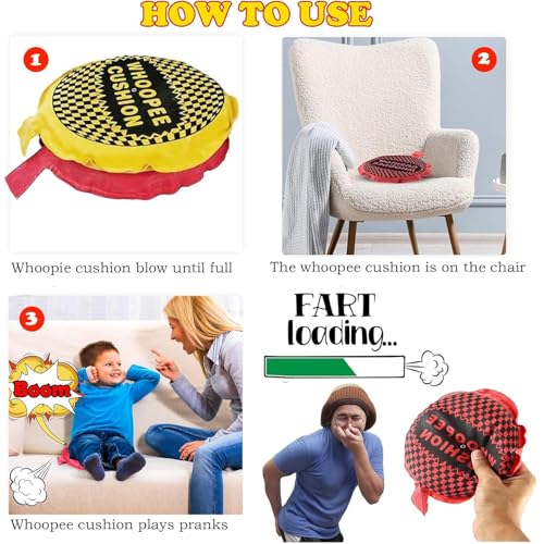 NieYat Furzkissen, 2 Stück Pupskissen, 16 cm Rot und Gelb Furzkissen Kinder, Pupskissen Furzkissen Kinder Ideal für Scherze Und Geburtstagsfeiern, Halloween Partys