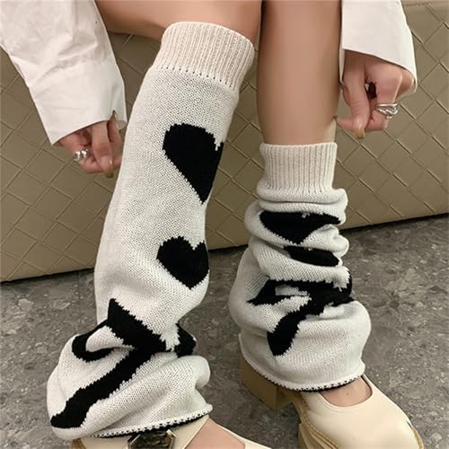 Goth Knitted Leg Warmers for Women Punk Flared Graphic Long Rave Y2k4