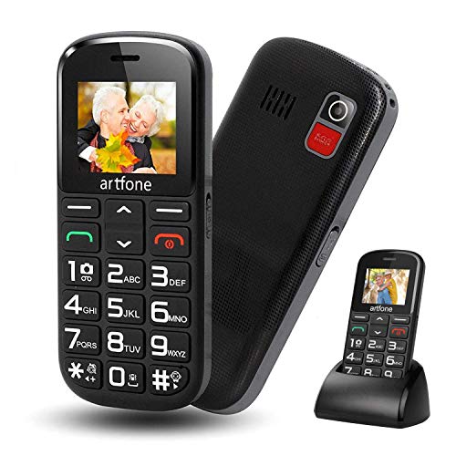 Artfone Big Button Handy für ältere Menschen, CS18 verbesserte GSM Handy mit SOS-Taste, Sprechnummer und Torch2