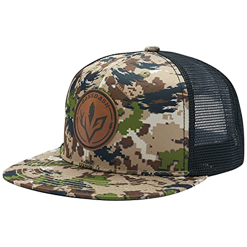 Image of BASSDASH Flat Brim Trucker Cap Adjustable Snapback Hat Mesh Back for Men Women