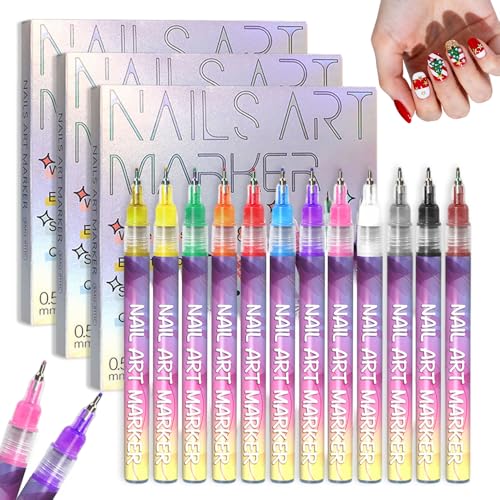 Image of 12 Colors Nail Art Pens Set, Nail Art Markers Polish Pen for 3D Nail Art, Drawing Painting Liner Brush for DIY Nail Art Beauty Adorn Manicure Tool (36 colors)
