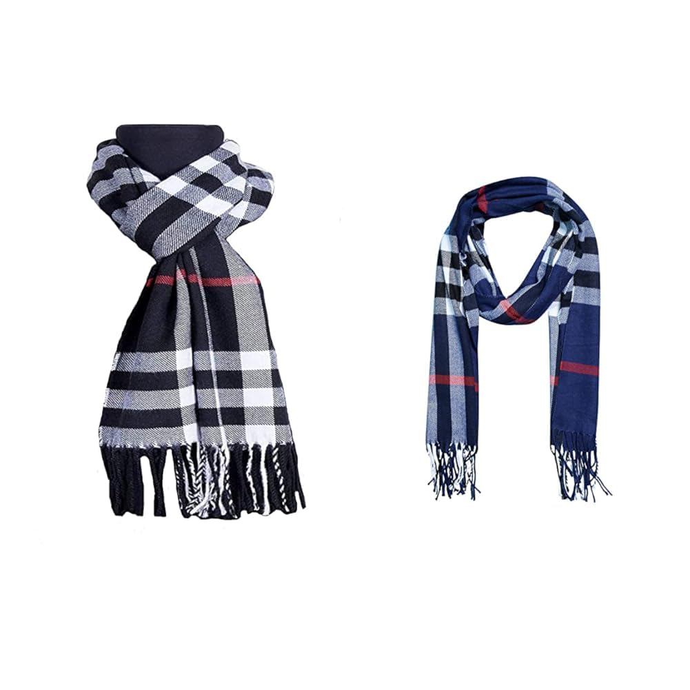 Warm Winter Wear Acrylic Woolen Muffler/Scarf for Men & Women (Black) & (Blue).-image-42