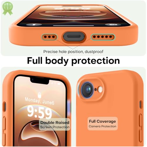Image of LOVE 3000 Designed for iPhone 16e /17e Case, Premium Silicone with [Soft Anti-Scratch Microfiber Lining] Shockproof Protective Phone Case for Men Women Girls 6.1 inch, Bright Orange
