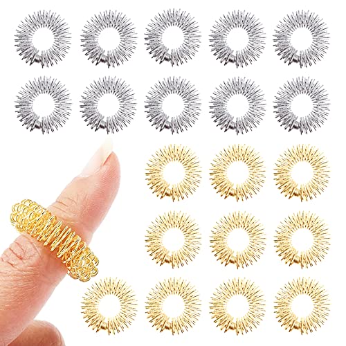 20 anillos de masaje para dedos, antiestrés, anillo de acupresión Spiky Sensory para adolescentes, adultos, reductor de estrés y promueve la circulación sanguínea Cover