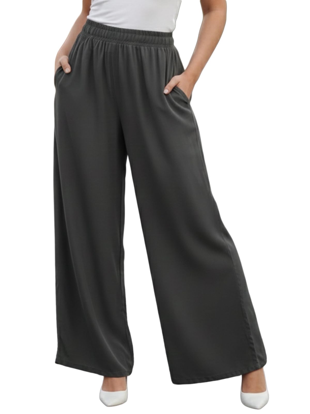 lux cozi PYNK Cotton Palazzo for Women | Regular Fit Flared Wide Leg Plain Pants | Side Pocket | Free Size-picture-46