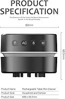 Vista 2 de ODISTAR Aspiradora de mostrador, mini barredora de polvo de mesa con temporizador digital, resistencia de hasta 400 minutos, rotación de 360º