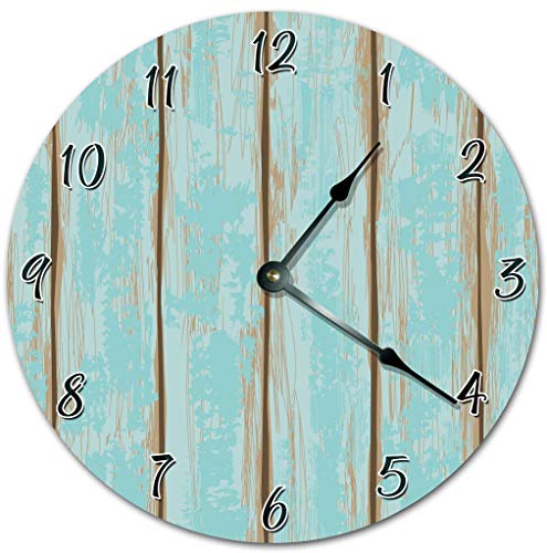 Reloj de pared analógico de 10.5 pulgadas de madera azul miniatura 1