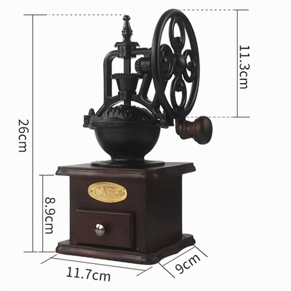 Molinillo de café Manual, molinillo de café con manivela de hierro fundido antiguo con ajustes de molienda y tipo cajón con rebabas de cerámica para Espresso