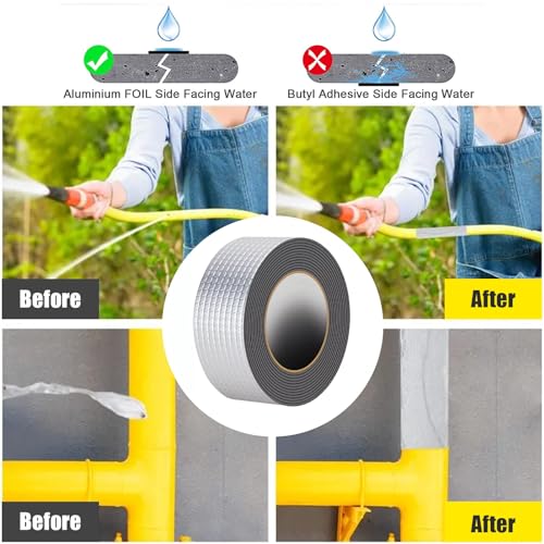 Image of Butyl Tape, 16ft x 2in RV Sealant Tape Butyl Caulk Tape for Motorhome Window Glass Boat Sealing Roof Pipe Patching Fixture EPDM (16ft x 2in)