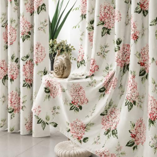 Image of THE LINEN COMPANY Printed Curtains 6.5 Feet Long, Floral Design Window Curtains for Home, 6.5ft Set of 2, Flower Heaven Green