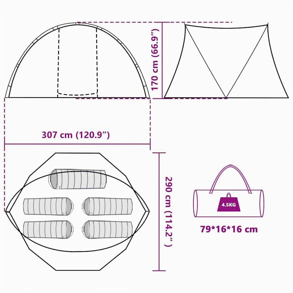 vidaXL Tente de Pêche 5 Personnes Imperméable Randonnée Terrasse Extérieur