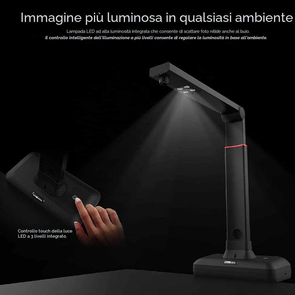 VIISAN Scanner per libri - Scanner portatile da 27 MP max A2. Ideale per periodici, libri, documenti. Supporta A3/A4/A5, schede. OCR multilingue, Mac/Windows (S21)