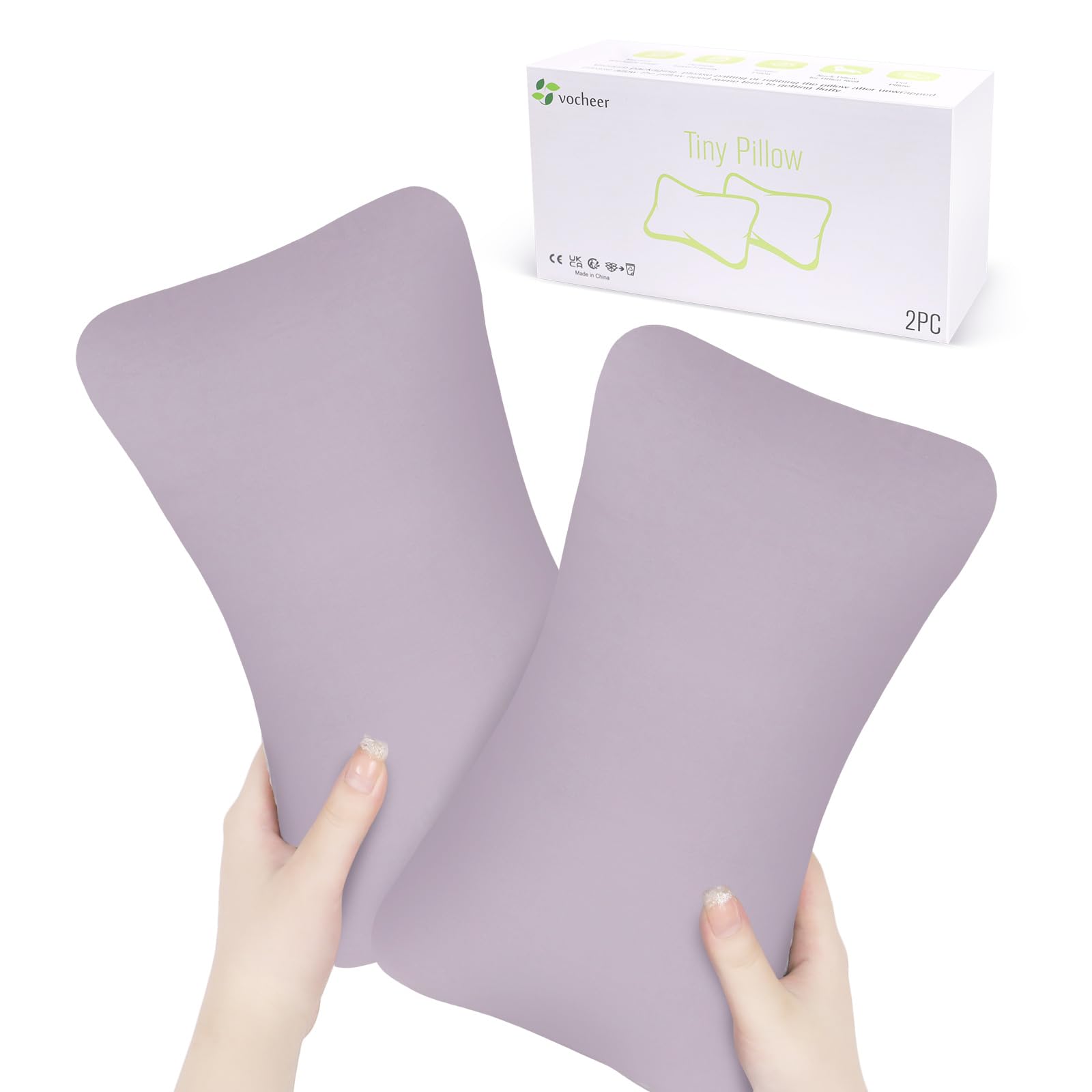 vocheer Small Pillows for Sleeping, 11"x7" Mini Pillow for Travel, Tiny Pillow for Neck, Lumbar, Knee, Wrist, Pets, Cotton Small Back Pillows for Travel, Bed, Office, Machine Washable, Mauve-2pc
