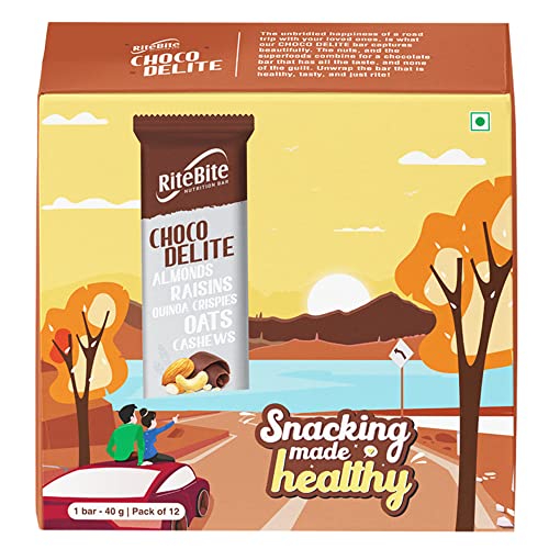 Image of RiteBite Choco Delite Energy Snack Bar with Oats, Almonds & Dark Chocolate 480g - Pack of 12