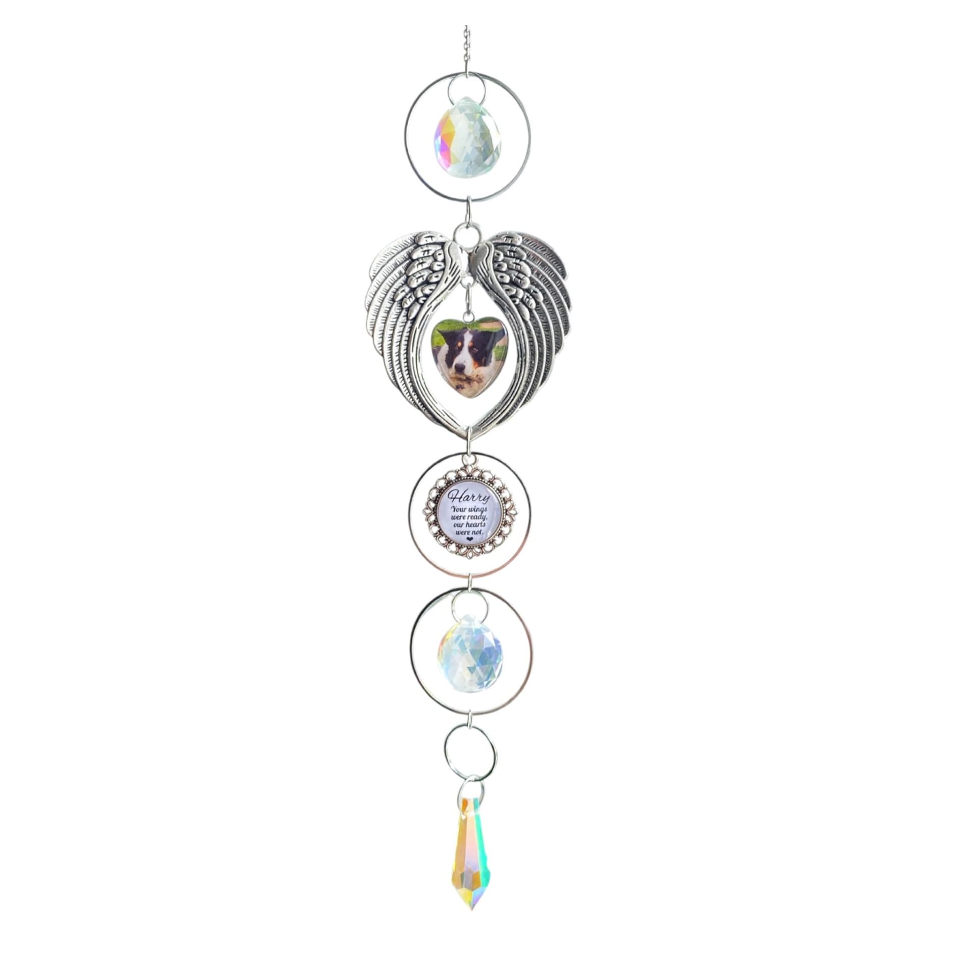 Rockshore Accessories Personalized Pet Memorial Suncatcher – Custom Photo & Quote – Rainbow Bridge Remembrance Gift for Loss of Dog, Cat, or Pet – Grave Marker Stone, Window Hanging Decor