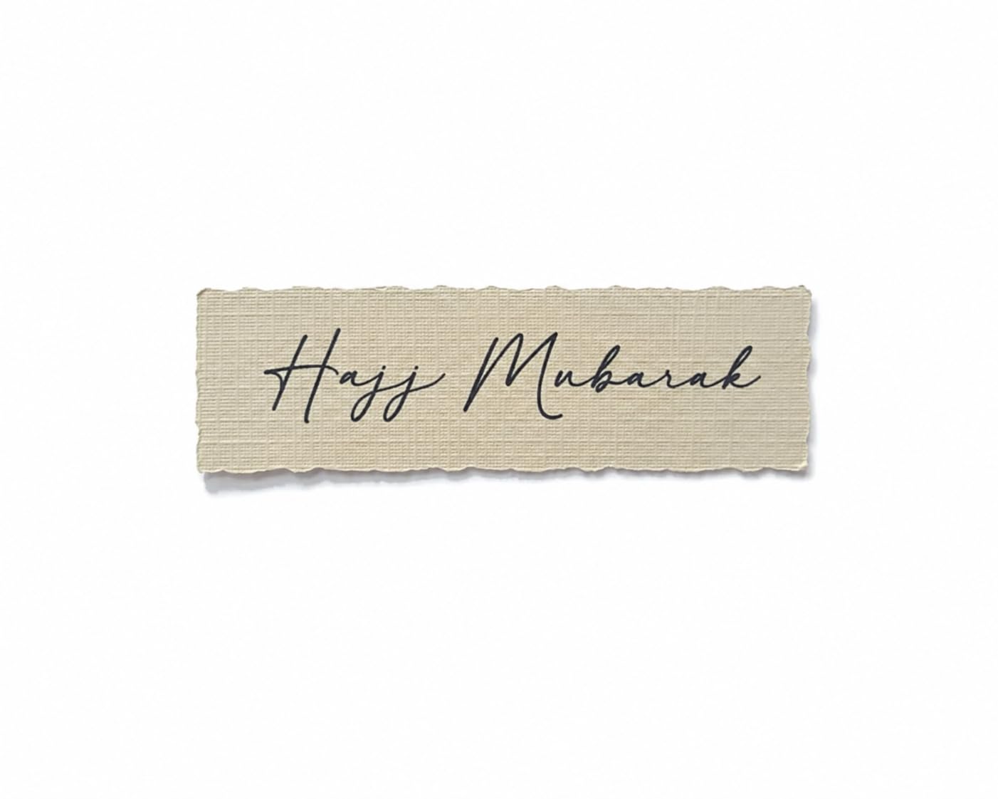 Hajj Mubarak - Ivory Textured Calligraphy Card | Various Widths | Cake Topper/Charm - Handwritten script (6pc 3 inch wide)