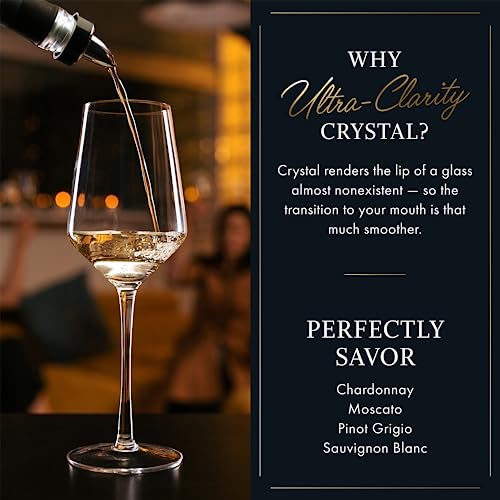 Elixir Glassware Hand Blown Red & White Wine – Set Of 4 Long Stem Wine Glasses, Premium Crystal – Wedding, Anniversary, Christmas – 13 Oz, Clear #TOP4