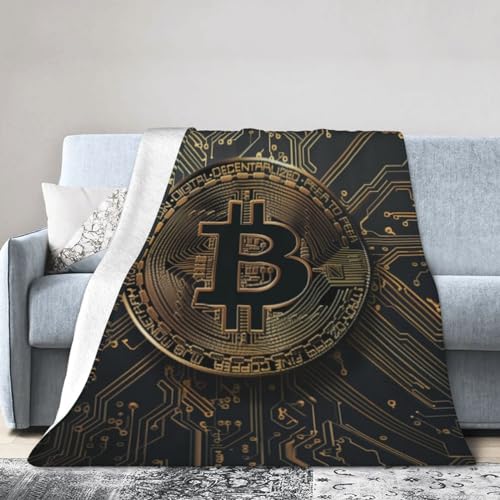 Gold Circuit Board Bitcoin Print Flannel Blanket Lightweight Soft Fleece Animal Throw Blanket for Sofa Bed Women Men Children, 50"x40" - Image 6