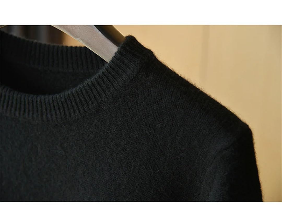 Suéter de cachemira de invierno para hombre, cuello redondo, grueso, 100% sólido, suéter de montaña