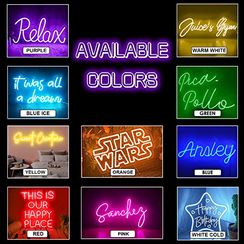 Image of Custom Neon Signs Personalized LED Neon Light Up Sign for Name Sign for Teen Girls Room Wall Decor Company Shop Logo Sign Wedding Party Decor