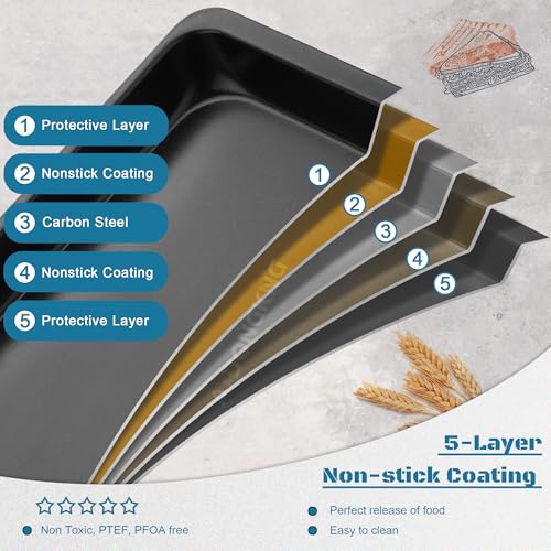AmDONGKING Nonstick Carbon Steel Cookie Baking Sheets, 12x7.5 In, 2-Pack by AmDONGKING - Used condition - Image 3