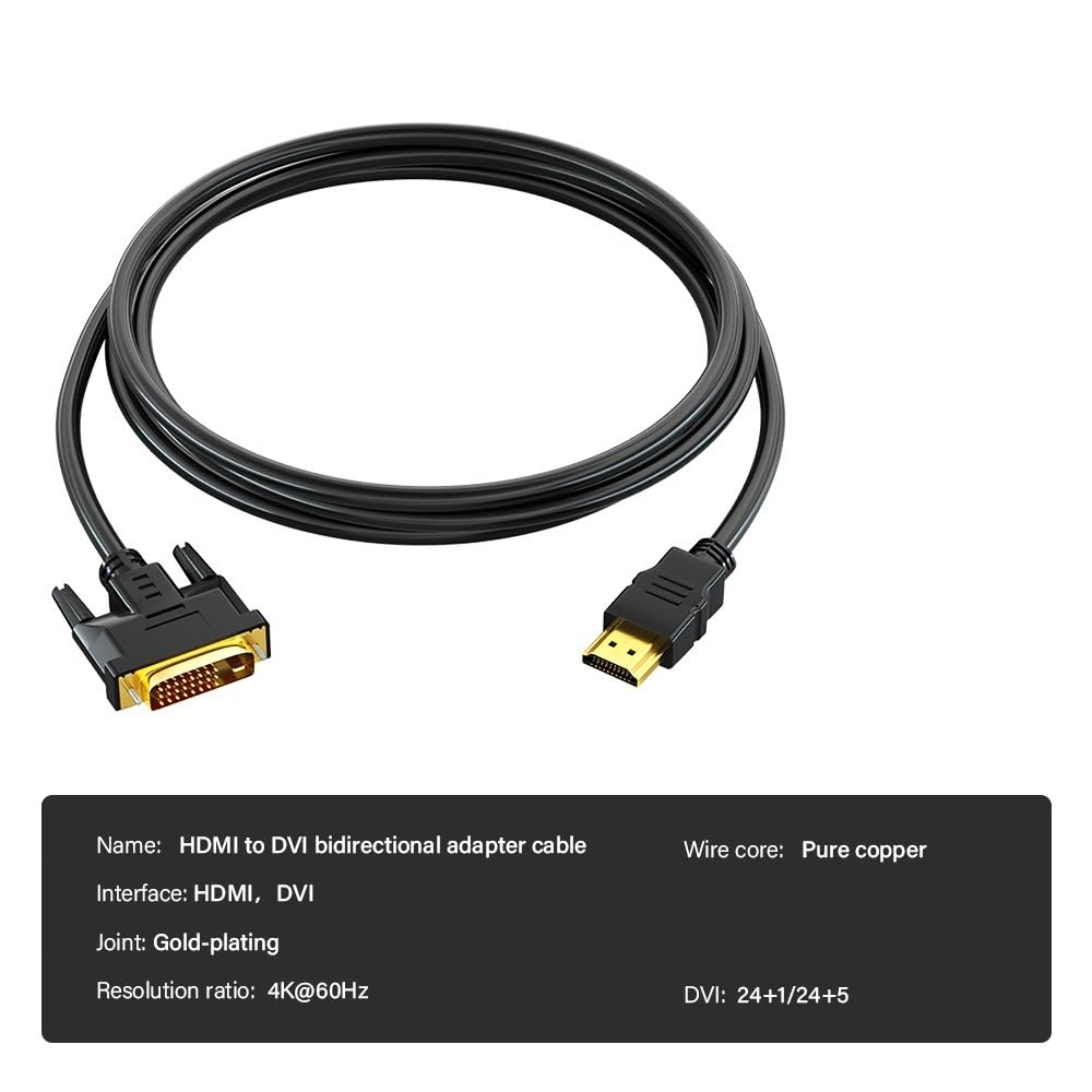 Dwukierunkowy konwerter wideo HDMI na DVI 24+1/24+5 Dwukierunkowy kabel adaptera 4K 60 Hz (5 m)