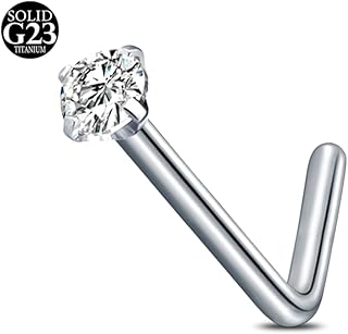 Piercing nez titane pour femmes hommes 1.5mm 2mm 2.5mm 3mm diamant forme L nez Stud 1 pièce G23 acier nez piercing titane nez Nostril piercing bijoux avec cubique zircone